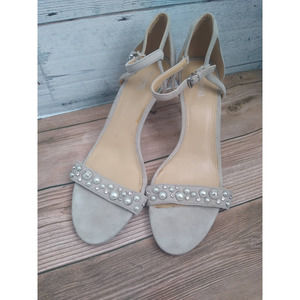 Michael Michael Kors Simone Suede Pearl Studded Sandal Size 9 FAST SHIPPING!